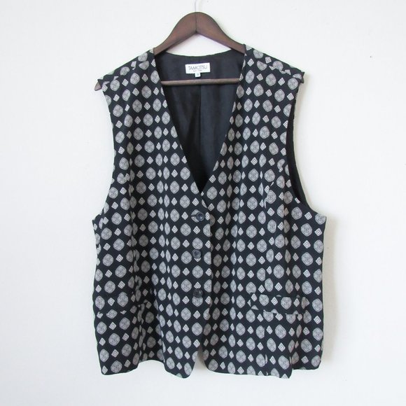 TOMATSU New York Designer Printed Vest Black/Beige Saks Fifth Avenue Size-3 - Picture 1 of 10